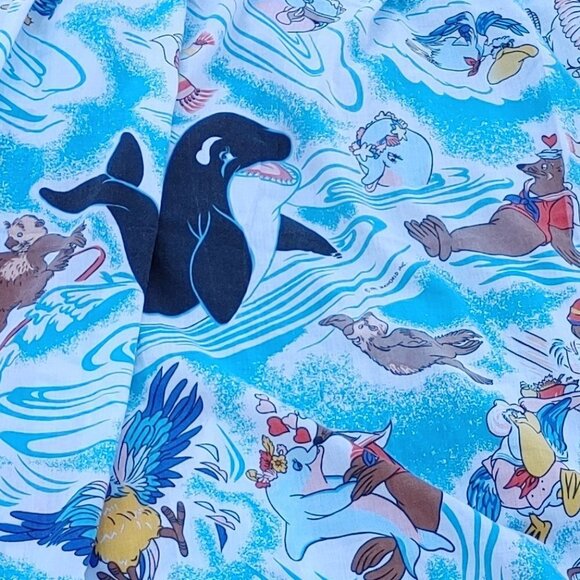 VINTAGE 1985 Sea World Curtain Pannels Kids Room Curtain Set RARE Walrus Dolphin - Picture 8 of 9